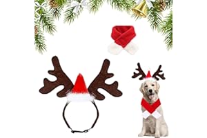 Ayizhiniu Natale Corna Renna Cerchietti Cane, Fascia Natalizia per Animali Domestici, Regolabile Cerchietto Natalizio Cane, Applicabile a Il Cane Natalizio Festa Tema Traveste