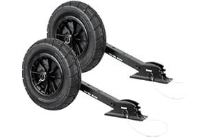 Seamax Deluxe Boat Launching Wheel System, Black Military Edition, 4 Positions and 4 Stages Removable and Adjustable Legs, 14" Pneumatic Wheels. Max Support Water Craft Weight 600Lbs