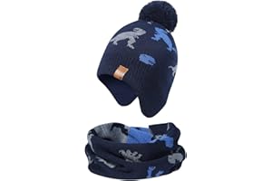 Adorel Bonnet Echarpe Chaud Polaire Hiver Chapeau Garçon