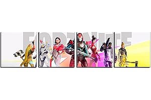 Decographics | Cuadros Decorativos Infantiles | Cuadros FORTNITE | Decoración de Habitación Infantil | Medidas Cada Cuadro 20X20 cm | 4 Cuadros