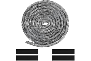 RUIKCOLL Cordon d'étanchéité pour poêle, cordon en fibre de verre ignifuge, ruban d'étanchéité pour cheminée, avec 4 rubans haute température, pour de nombreux modèles de cheminées, fumoirs, 8 mm x 2,5 m