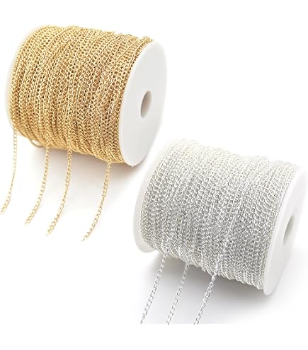 Chaîne En Acier Inoxydable Argenté 5m + Fermoirs & Anneaux - Parfait Pour Créer Bijoux DIY (colliers, Bracelets, Boucles D'oreilles) - 6