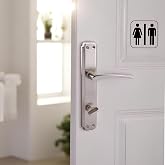 (2 Takım) Kilitlenebilir WC Banyo Kapı Kolu Nikel İnox Aynalı Sağa Sola Uygun İ&ccedil; Dış Tuvalet Kapısı