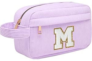 TOOZEN Borsa per cosmetici per donna Personalizzata Iniziale, Pochette Trucchi Viaggio con Tasca Interna, Trousse Trucchi Organizer Cosmetici, Regalo Compleanno Natale Ideale per Donne Ragazze Amic Viola M