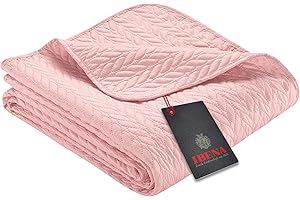 Ibena Nancy Tagesdecke 140x210 cm Tagesdecke Rosa Leichte Decke mit Zopfmuster