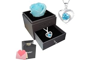 NEWUPZSI Scatola regalo fatta a mano con rose conservate, Confezione Regalo di Gioielli in Rosa con Collana, regali san valentino per lei - Rosa Eterna per Festa della Mamma/Anniversario/Compleanno per Donne