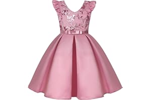 BUNNY LULU Filles Robe inclinée épaule Demoiselle d’honneur Mariage Princesse Arc des Enfants Bal d’Anniversaire soirée Spectacle Lavande