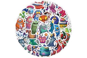 Eugelrom Pack de Stickers, 50 Pegatinas de Vinilo Impermeables, Pegatinas Decorativas Ideales para Teléfono Móvil, Ordenador Portátil, Monopatín, Bicicleta, Botella de Agua - Colección de monstruos