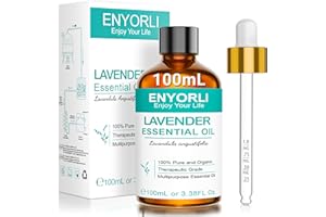 ENYORLI 100 ml Olejek Lawendowy 100% Czysty i Nierozcieńczony Idealny do Aromaterapii Dyfuzor Masaż Pielęgnacja Skóry Kojący Relaksujący Wspomaga Sen Kąpiele i świece DIY