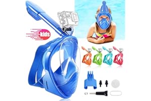HINATAA Máscara de esnórquel para niños, vista panorámica de 180°, respiración libre, máscara de esnórquel de cara completa, antivaho y antifugas, adecuada para niños de 4 a 15 años