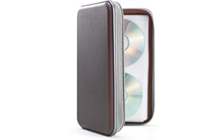 DVSICK DVD Case, 96 Capacity Plastic CD Holder Case Portable Travel Protective Zipper DVD Case Holder For Car Storage Wallet Bag(coffee)