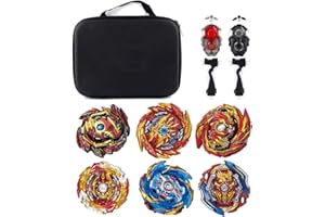 ACEBWHTOY Bey Arena Blade Burst Turbo Set, 4D Metal Fusion Battle Spinner with 6 Battling Tops and 2 Spinning Top Launchers, Christmas Birthday Toy Gift for Children from 6 Years (A)