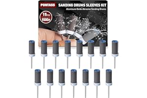 PONTASS 15 Piezas 1500 Granos Tambores de Lijado para Dremel, Mangas de Lijado con Vástago 3 mm Cilindros de Lijado, Lija Accesorios Lijas de Tambor Utilizado para lijar, Pulir y Desoxidar Metales