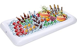 ALINILA Soporte Inflable para Bebidas de Piscina, Barra para Servir Ensalada, Bandeja de Hielo, Enfriador de Botellas Hinchable, Enfriador de Bebidas Inflable, para Fiesta Playa Decoración Verano
