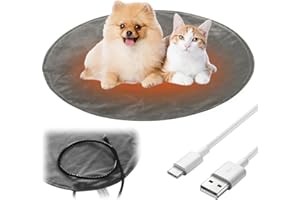 PZCC Tapis Chauffant Chats Chiens 45 * 45cm Coussin Chauffant électrique Avec fonction de fermeture automatique & 3 Réglages Température 45-55℃,Couverture Chauffante pour Chat Anti-Mordant Imperméable