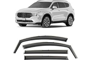 CLIM ART en Canal Deflectores de Aire para/compatible con Hyundai Santa Fe 2018-2024 IV - Deflectors Ventanilla - Accesorios Coche -Derivabrisas -Deflectores de Viento - Cortavientos Ventana Coche-4ud