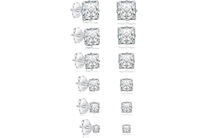 JDGEMSTONE Silver Stud Hoop Earrings Set for Men/Women,Hypoallergenic Surgical Steel Earrings,Small Huggie Cartilage Sleeper Earrings,Silver Hoop Earrings Set,Diamond Earrings,6/8/10Pairs Earrings Set