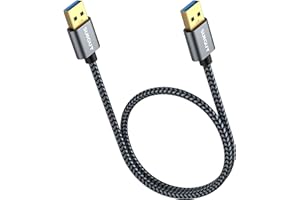 SUNGUY Kabel USB 3.0, 0,5 m, wtyczka USB A na wtyczkę A, prędkość transmisji do 5 Gbit/s, kabel typu A do typu A, kompatybilny z drukarkami, modemami, dyskami twardymi, aparatami HDD, DVD, laptopami