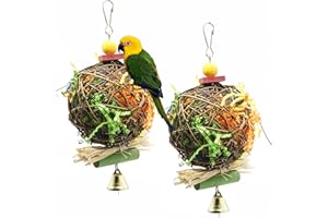 TFLPUO 2 Stück Vogelspielzeug, Budgies Toys Natural Rattan Ball Vogelkäfig Hängen Spielzeug Vogel Käfig Zubehör für Wellensittich Papageien (20 * 10cm)
