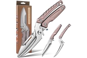 Plys Tijeras Cocina Acero Inoxidable: Profesionales Tijeras para Cortar y Separar Huesos Hogar Tijera para Cortar Carne, Huesos De Pollo, Pescado y Verduras Marrón