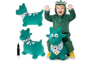 sun baby Saltador Hinchable para Niños hasta 45 Kg sin BPA, de 1 año, Pelotas saltarinas para niños (Dino Verde con Bandana)
