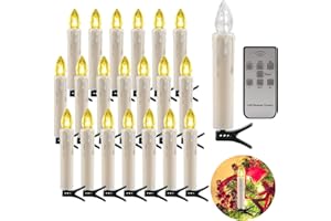 da LIGHT Świece LED z pilotem zdalnego sterowania, zestaw 20 sztuk, IP64, świece choinkowe, możliwość ściemniania, funkcja timera, świece bożonarodzeniowe obracane z klipsem, 3000 K, ciepła biel, na