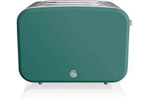 Swan ST14610GREN Nordic 2-Slice Toaster with Defrost/Reheat/Cancel Functions, Cord Storage, 900W, Green