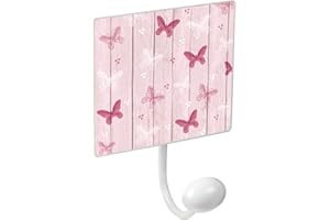 POMOLINE PERCHA pared metal diseño INFANTIL decoración mariposas ROSA con 1 GANCHO porcelana