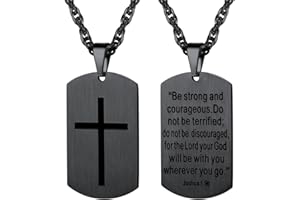 PROSTEEL Cross Necklace for Men, Lord's Prayer Cross Pendant with Adjustable Chain 22-24 Inches 316L Stainless Steel Bible Verse Christian Gifts for Men (with Gift Box)