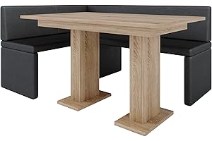 ‎FURNISTAR Eckbank Akiko mit Tisch - Eckbankgruppe für Ihrem Esszimmer, Küche modern, Sitzecke, Essecke. Perfekt für Küche, Büro und Rezeption. Solide und Starke Verarbeitung (Soft 11, 168x128 rechts)