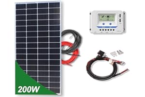 VIASOLAR Kit 200W PRO 12V panel solar Tamaño Compacto placa monocristalina células PERC de alta eficiencia para caravanas autocaravanas