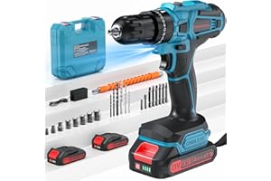 ENRIPRT Taladro Percutor a Bateria 21V,Taladro Atornillador Bateria con 2x2.0Ah Baterías, 45Nm Atornillador Electrico,25+3 Ajuste de Par, 2 Velocidad, LED Luz, para en casa y jardín,bricolaje