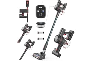 Redkey P9 Aspiradora sin Cable, Alta Potencia de Succión 30KPa, con Cepillo LED, Batería Extraíble de 2600 mAh con 60 Minutos de Duración