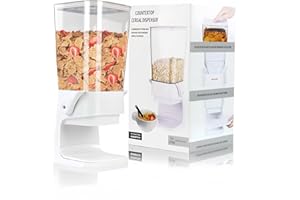 ELITECRAN Dispensador de Alimentos de Plástico para Cereales y Arroz - Contenedor de Alimentos Secos 5.5L