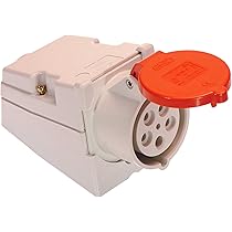 Spina CEE Industriale Schwabe 400V 32A 5 Poli IP44 - Bianco/Rosso Per Cantiere E Esterno Made In Germany