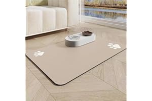 Hearda Tappetino Ciotola Cane Assorbente, Tappetino per Cane Cibo Tappetini Sottociotola per Cani Tappetino Antiscivolo Ciotole Gatto Tappetino sotto Ciotola Cani (30x40cm,Beige B)