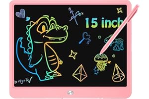 SERUW Tablette D'écriture LCD Tablette de Dessin Colorée de 15 Pouces pour Enfants, 3~12 Jouets pour Filles Garçons, Cadeaux Effaçables Et réutilisables, Jouet d'anniversaire de Noël pour Enfants