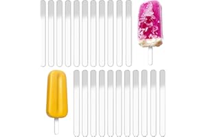 KALIONE Reusable Acrylic Cakesicle Sticks, 30pcs Clear Acrylic Sticks, Reusable Ice Cream Sticks, Ice Cream Sticks, Cake Molds, Cake Sticks for Homemade Ice Cream, Cakes, Desserts (Transparent)