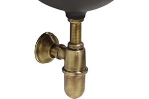 FONDERIA BONGIOVANNI | Sifone per Fontana da Giardino | Sifone in Ottone Brunito senza Piletta| per Fontana | Vasca Lavello | Scarico per Fontana