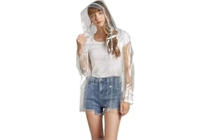 FREESMILY Frauen klar Regenmantel EVA wasserdichte Regenjacke Mantel mit abnehmbarer Kapuze