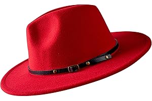 besbomig Uomo Donna Cappello Fedora Jazz Trilby Berretti Cappelli a Tesa Larga - Cappello in Feltro Autunno Inverno Regolabile 56-58CM