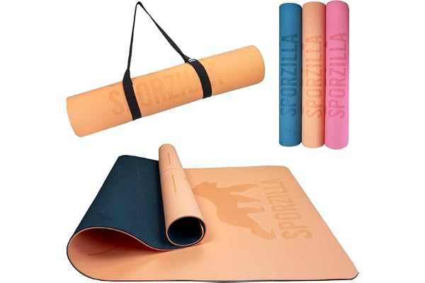 Sporzilla® Premium XL fitness- och yogamatta, extra bred 80 cm, 8 mm tjock, halkfri och föroreningsfri, med stödlinjer