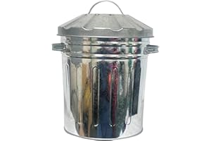OptiProducts® Metal Bins Small Medium Large Extra Large 15L 50L 60L 90L 110L Litre Metal Galvanised Home Garden Bin Leaves Paper Wood Rubbish Dustbin Made Storage Unit in U. K. (15 Liter)