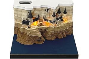 RUFEVEE 2024 Schreibtisch 3D Memo Pad Papier Kreativer TischNotizen DIY-Notizen Papierskulptur Geschenk Notizblock Papier Kunst Tempel des Himmels Skulptur Home Dekoration Geschenk(Mit Licht)