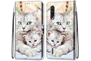 Mo-Somnus Funda para Xiaomi Mi A3 / Xiaomi Mi CC9e, Funda Cartera Funda Libro Caso Piel PU con Tapa Magnético Billetera Flip Carcasa Cuero [Protección Completa] [Ranura para Tarjeta] (Gatos 2)