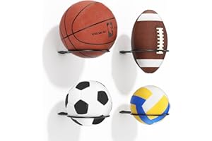jockcaras Basketball Holder Wall Mount: Ball Wall Storage Rack for Display, Ball Wall Mount for Basketball, Soccer Ball, Volleyball, Football, Rugby, Ball Holder as Sports Room Decor