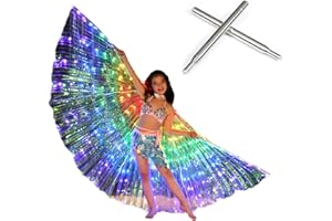 DRYEN Aile de danse orientale 172 LED pour enfants, costume de danse orientale pour fille, ailes d'ange lumineuses à 360 degrés, multicolore, longueur 120 cm
