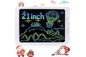 AUZMAI Tablette D'écriture LCD 21 Pouces, Coloré Tablette Dessin Enfant Tableau de Griffonnage, Menu, Office, Apprentissage Jouet Educatif pour enfants, Cadeaux d'anniversaire Blanc