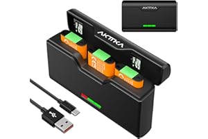 AKTTKA Pack de 3 Baterías NP-BX1 (1380mAh) y Cargador de 3 Puertos, compatibles con Sony ZV-1, RX1, DSC-RX100, DSC-RX100 II/III/Ⅳ/Ⅴ/Ⅵ/Ⅶ/VA, FDR-X3000, con Pantalla LED y Soporte para Tarjeta SD