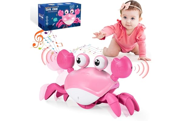 iKidiki Jouet Fille 1 2 3 4 Ans, Crabe Jouet Bebe 1 2 3 4 Ans Cadeau Fille 1 2 3 4 Ans Crabe Qui Marche Bebe Jouet Montessori Bebe 6-12 Mois Jeu Bebes 1 2 Ans Cadeau Bébé 1 2 Ans Jouets Musicaux